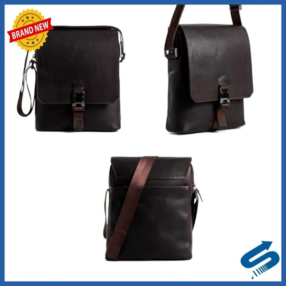 Men's Leather Messenger Bag, Adjustable Strap, Fits 11-Inch Tablet